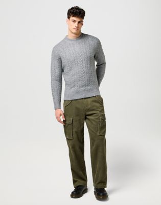 Regular Cable Knit Sweater in Grey Heather alternative view 2