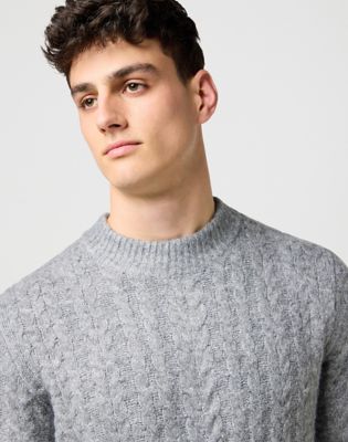 Regular Cable Knit Sweater in Grey Heather alternative view 4