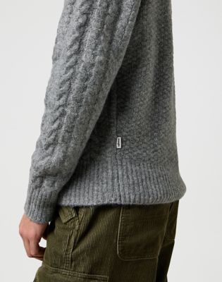 Regular Cable Knit Sweater in Grey Heather alternative view 5