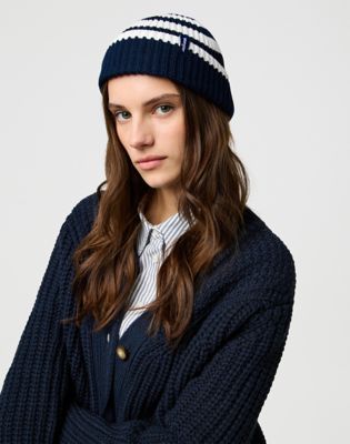 Striped Beanie:Dark Navy:OS alternative view