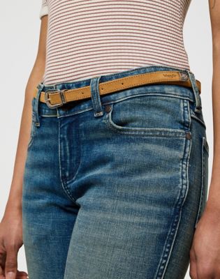 Thin Western Belt in Camel main view