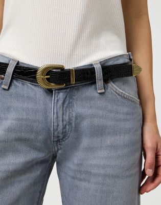 Western Sun Belt in Black Embossed main view