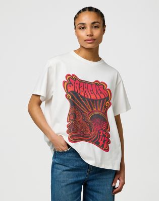Loose Girlfriend Tee in Worn White main view