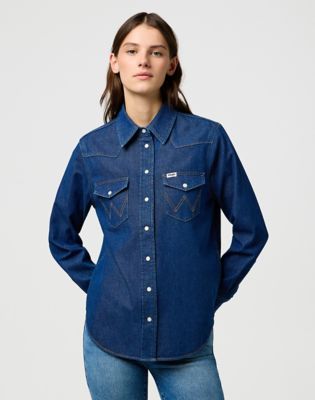 Regular Western Shirt in Dark Wash