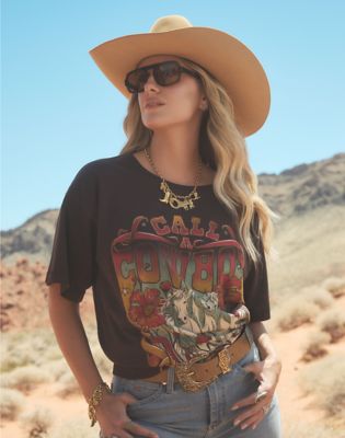 Wrangler x Lainey Wilson Call A Cowboy Oversized Tee in Mole