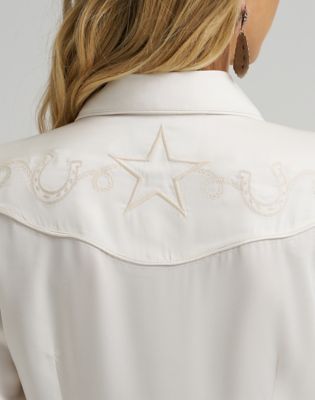 Wrangler x Lainey Wilson Embroidered Shirt in Worn White