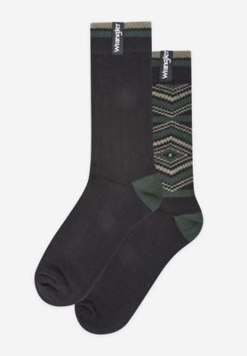 Wrangler 2 Pack Boot Socks Green Mix