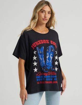 Wrangler Wrangler x Lainey Wilson Jukebox Gold Oversized Tee Black