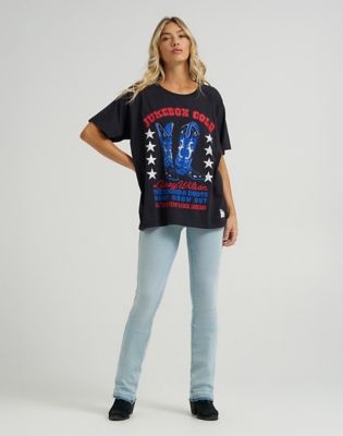 Wrangler Wrangler x Lainey Wilson Jukebox Gold Oversize'owa koszulka czarny