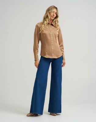 Wrangler x Lainey Wilson Satin Shirt in Gold