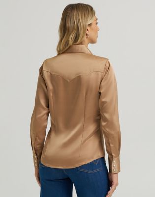 Wrangler x Lainey Wilson Satin Shirt in Gold