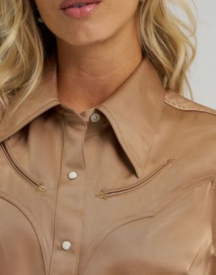 Wrangler x Lainey Wilson Satin Shirt in Gold