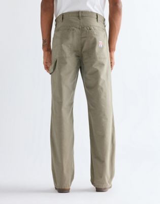 Relaxed Carpenter Double Knee Trousers in Dusty Olive