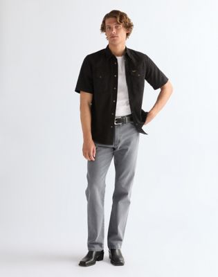 Regular Short Sleeve Western Shirt in Rinse Black