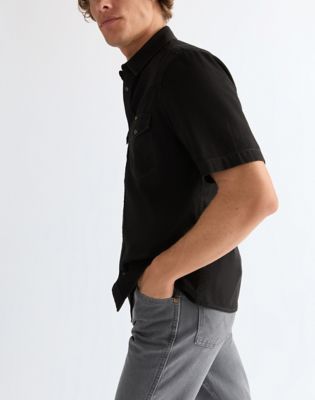 Regular Short Sleeve Western Shirt in Rinse Black