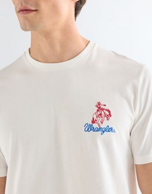 Wrangler Regular koszulka z haftem biały znoszony