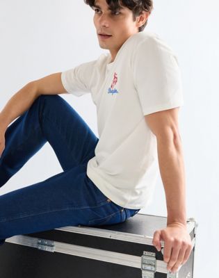 Regular Embroidery Tee in Worn White