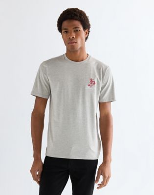 Regular Embroidery Tee in Mid Grey Mel