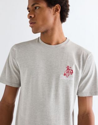Regular Embroidery Tee in Mid Grey Mel