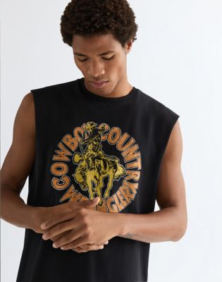 Relaxed Graphic Muscle Tank in Black alternative view 3