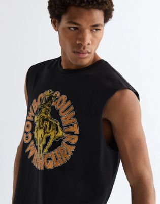 Relaxed Graphic Muscle Tank in Black alternative view 4