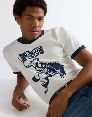 Wrangler Regular Ringer Koszulka biały znoszony