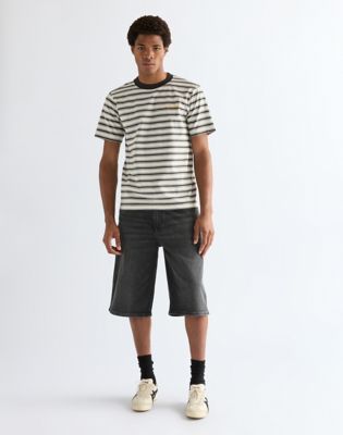 Regular Stripe Tee in Worn White
