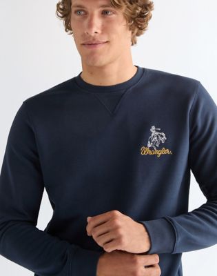 Regular Embroidery Crew Sweatshirt in Navy