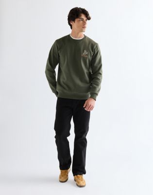 Regular Embroidery Crew Sweatshirt in Deep Depths