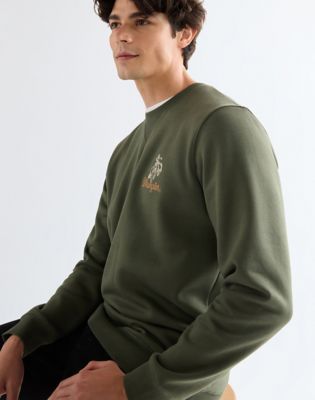 Regular Embroidery Crew Sweatshirt in Deep Depths