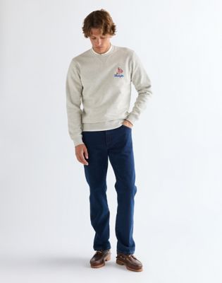Regular Embroidery Crew Sweatshirt in Oat Mel