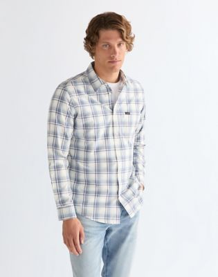 Wrangler Regular 1 Pocket Shirt niebieski biały