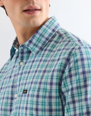 Regular Lightweight One Pocket Shirt in Teal Blue