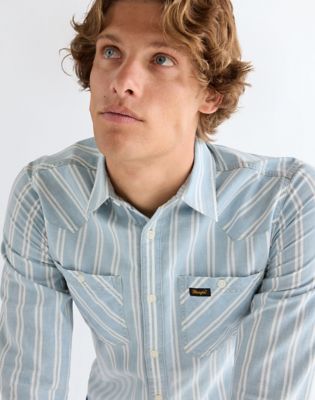 Regular Chambray Shirt in Light Stripe