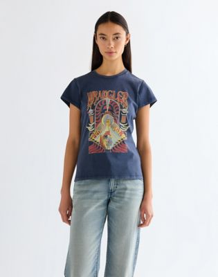 Wrangler obcisłe Shrunken Band Koszulka granatowy