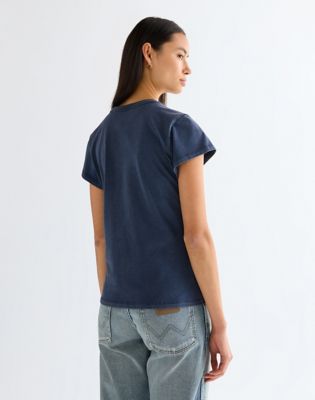 Wrangler obcisłe Shrunken Band Koszulka granatowy