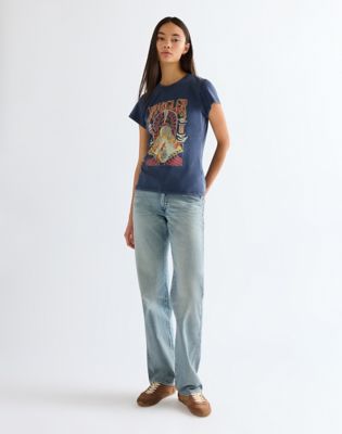 Slim Shrunken Band Tee in Navy