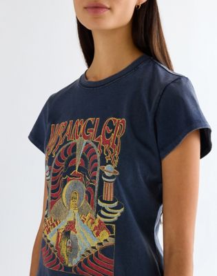 Slim Shrunken Band Tee in Navy