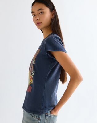 Slim Shrunken Band Tee in Navy