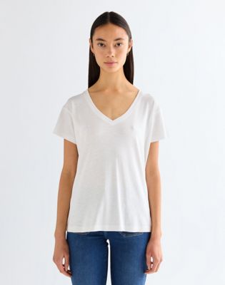 Wrangler Regular Easy V Neck Koszulka biały