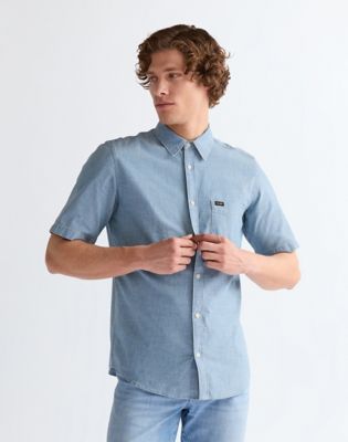 Wrangler Regular Szorty Sleeve Chambray Shirt Indigo