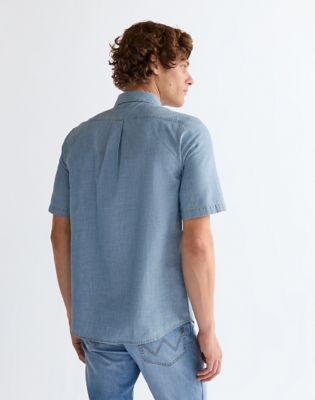 Wrangler Regular Szorty Sleeve Chambray Shirt Indigo