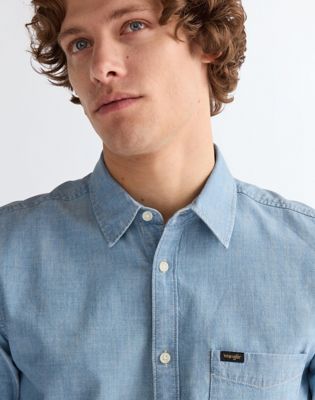 Regular Short Sleeve Chambray Shirt in Indigo