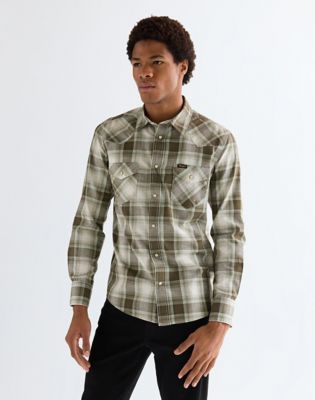 Wrangler Regular Western Shirt Green Tan