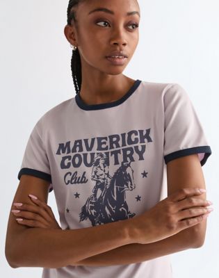 Wrangler obcisłe Ringer Koszulka Evening Haze