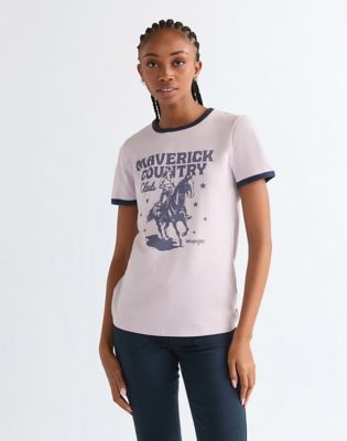 Wrangler obcisłe Ringer Koszulka Evening Haze