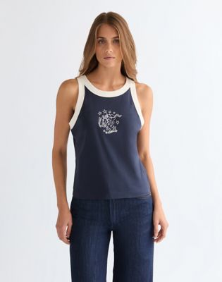 Wrangler obcisłe Ringer Koszulka bez rękawów granatowy