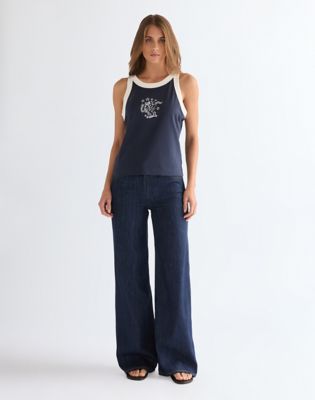 Slim Ringer Tank in Navy