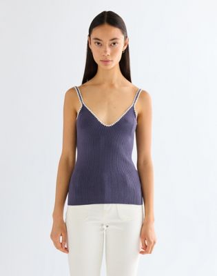 Wrangler obcisłe Crochet Trim Koszulka bez rękawów Top Graystone