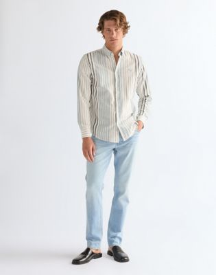 Regular Oxford Shirt in White Blue